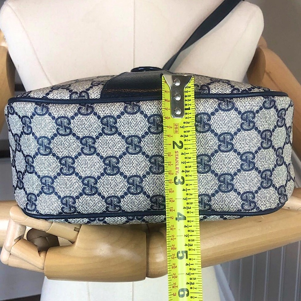 GUCCI GG Navy Sherry Line Leather and Coated Canvas Crossbody Shoulder Bag - Picture 17 of 17